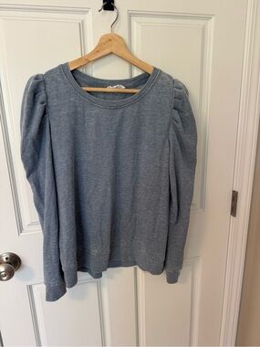 Jane and Delancey Slate Blue Puff Sleeve Crewneck